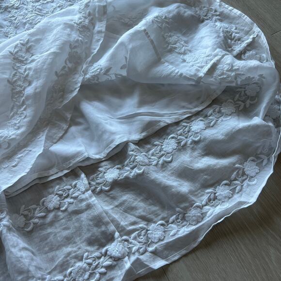 J Crew Embroidered Midi Dress In Ramie Tall 8 White Sheer Boho Cottage - Picture 10 of 13